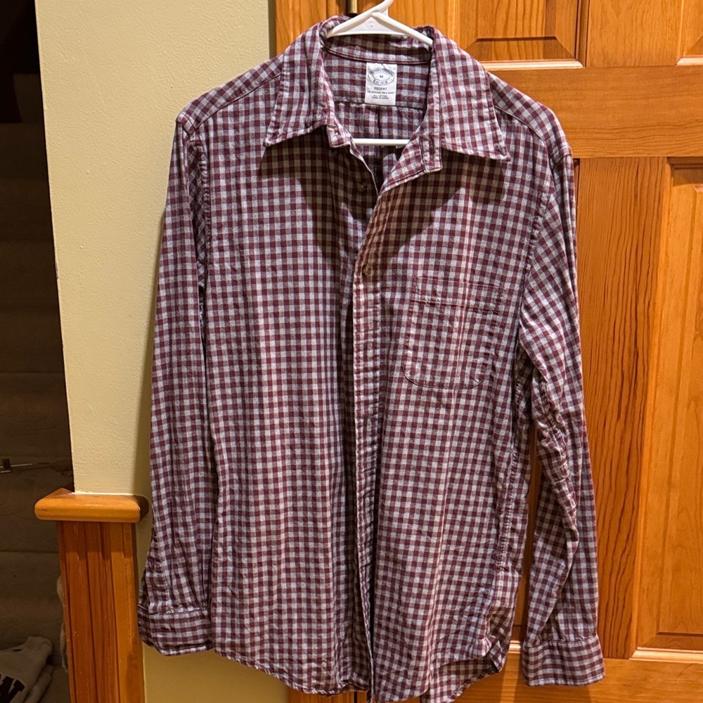 Vintage Brooks Brothers Burgundy and White Checkered Shirt